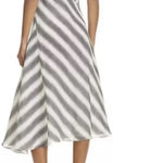 Theory  Women's Athens A Line Asymmetrical Elegant Striped Black and Ivory Dress- Photo 2