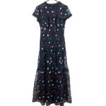 Monique Lhuillier  Floral Embroidered Tiered Lace Column Maxi Gown Dress Size 4 Photo 6