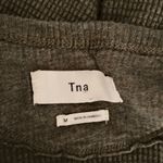 Aritzia Tna Alder Thermal Waffle Knit Long Sleeve Top Green Curved Hem Medium Photo 3