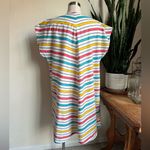 Vintage Striped Zip House Dress Talon Zipper USA Made grandma core 70s White Size 14 Photo 7