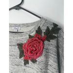 Splendid Rose Embroidered Sweatshirt Gray Slouchy Balloon Sleeve Small Cottage Photo 4