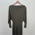 Hem & Thread Dolman Sleeve Ribbed Knit Long Sleeve Midi Dress Dark Green Small Photo 7