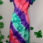Retro Tie Die Button Down Shirt Dress Size L Photo 3