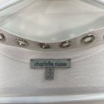 Charlotte Russe  women’s solid white knotted metallic‎ collar V-neck thin shirt S Photo 3