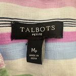 Talbots Top Womens Medium Petite Striped Linen Blend Beachy Popover Coastal Photo 5