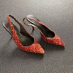 #122 DONALD J PLINER the basket weave sling back pump Red Size 7.5 Photo 2