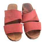 Candie's  Wood Platform Chunky Block Heel Sandals Womens‎ 6 Slides Lug BOHO Hippie Photo 3