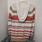 Faded Glory  Hoodie Women's S(4-6) Knit Pullover Long Sleeve Coral/Tan/White Photo 3