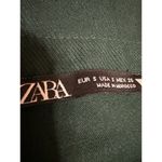 ZARA Women's Green Ruched Tie Front Long Sleeve Collared Crop Blouse Top Size S Photo 2