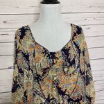 Umgee  Boho Paisley Print Big Bow Tunic Dress Size Large Photo 6