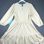 Draper James  RSVP Tiered Skater Dress Beige Gold Houndstooth Print‎ Small NWT Photo 4