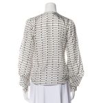 Pringle of Scotland Black and White Print Silk Origami Sleeve Blouse Size 10 Top Photo 2