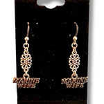 Hypoallergenic United States Marines Wife Dangle Earrings Plastic Hooks NEW! Silver Photo 0