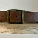 Vintage 90s Soft Tan Genuine Leather Chunky Brass Buckle Belt Size M/L Size M Photo 11