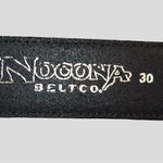 Nocona black leather belt with silver metal skull design!! New Size 30 Photo 4