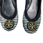 Tory Burch Caroline 2 Snake-Print leather Ballet Flat Navy/Ivory striped 8.5 Photo 1