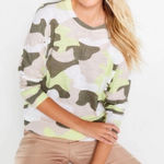 Lisa Todd NWOT XL Camo Pop Print Cotton Crewneck Sweater Safari Combo $260 Green Photo 0