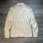 St. John Collection Cream Gold Long Sleeve Silk Button Down SJ Print Top Size 2 Photo 1