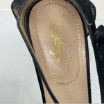 Saint Laurent Yves  Vintage black satin platform ultra high heels size 39.5 Photo 6