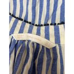 ZARA  Blue White Striped Embroidered Tie Neck Tassels Long Sleeve Blouse Top Sz M Photo 3