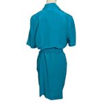 Liz Wear 90s Vintage Silk Short Sleeve Shirt Dress Green Photo 1