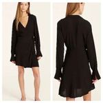 NWT J. Crew Black Drapey Long Sleeve Wrap Mini Dress Size 2 Workwear Classic Photo 1