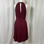 NEW Kirundo XL Chic Burgundy Halter High Neck Pleat Retro Midi Dress Minimalist Purple Photo 1