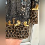 Vintage STENAY 100% Silk 80’s All Over Sequin Beaded Jacket Black Gold Size XL Photo 7