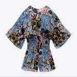 ZARA smocked waist, butterfly sleeve keyhole back floral patchwork print romper Photo 2
