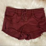 Billabong 🛍️  Lite Hearted Denim Short Lace Mystic Maroon Red Shorts Size 25 Photo 3