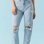Refuge  Denim Women’s  Mom Jeans Distressed High Rise in light blue Size 13 Photo 0