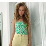 ZARA Green Abstract Animal Print Poplin Bodysuit Medium Trendy Chic Photo 2