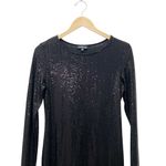 Bebe  Black Disco Dot Long Sleeve Maxi Dress Made in USA Bodycon Sequin Sz Medium Photo 9