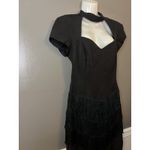 Geary Roark Kamisato Dress Womens 12 Black Fringe Flapper Open Back Cocktail Photo 3