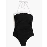 J.Crew NWT  Scalloped One Piece Swimsuit Black White Colorblock Sz XS CI109 Photo 2