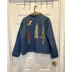 Don’t Mess With‎ Texas Quilted Denim Jacket Size XL Embroidered Christmas Tree Blue Photo 6