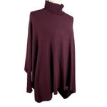 Alfani  Sweater Medium Wine Turtleneck Poncho Dolman Sleeves Oversized New Photo 11
