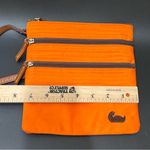 Dooney & Bourke North South Triple Zip Orange Nylon Embroidered Duck Crossbody Photo 6