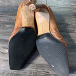 Manolo Blahnik Pumps Beige Camel Brown Leather Purple Stitching Shoes 37 Photo 5