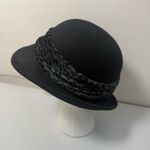 Scala  100% Wool Black Velvet Leopard Band Cloche Hat Women’s One Size Photo 1