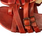 BED STÜ Hilda Red Leather Sandals Buckle Straps Size 9.5 Gladiator Boho Slides Photo 2
