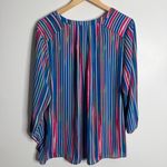 NYDJ Curves 360 Multicolor Striped Long Sleeve Blouse XL Semi Sheer Workwear Photo 1