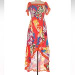 Jealous Tomato  Tropical Hawaiian Floral Off Shoulder Ruffle Midi Dress Size M Photo 2