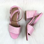 Zenana New Bamboo Maddy Braided Raffia Open Toe Buckle Strap Block Heel Sandals Shoes Pink Photo 3