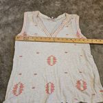 Lucky Brand  Size Small S Blouse Heathered White Coral Pink Embroidered Top Photo 6