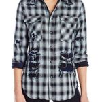 Hudson Jeans Nwt HUDSON Plaid Kari Distressed Button-Down Top Photo 5