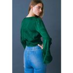 Flying Tomato Green Tie-Front Blouse Large Photo 3