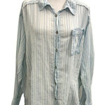 Free People  Western Relaxed Oversized Stripe Button Front Shirt size XS Photo 0