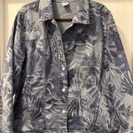 Chico's Blue Leaf Floral Denim Jean Jacket Size 4 (20/22) Photo 0
