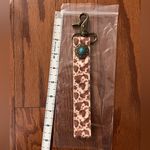 Free People Leopard Print Keychain with Turquoise Accent Brown Photo 1